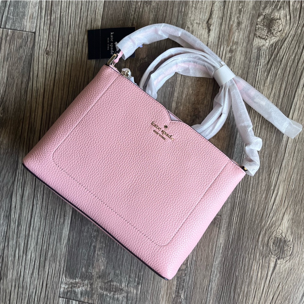 NWT Kate Spade Harlow Pebbled Leather Crossbody Handbag in TEA ROSE